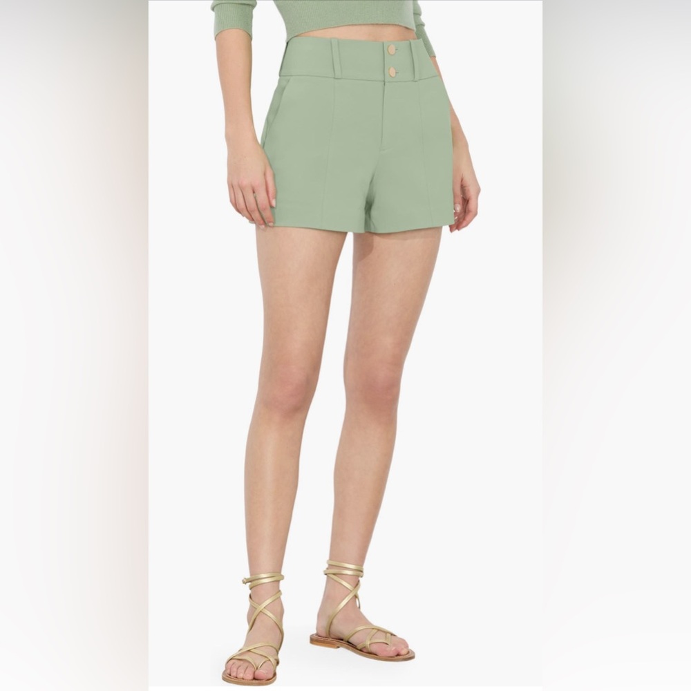 Alice + Olivia Mame Cotton Blend Shorts in Sage